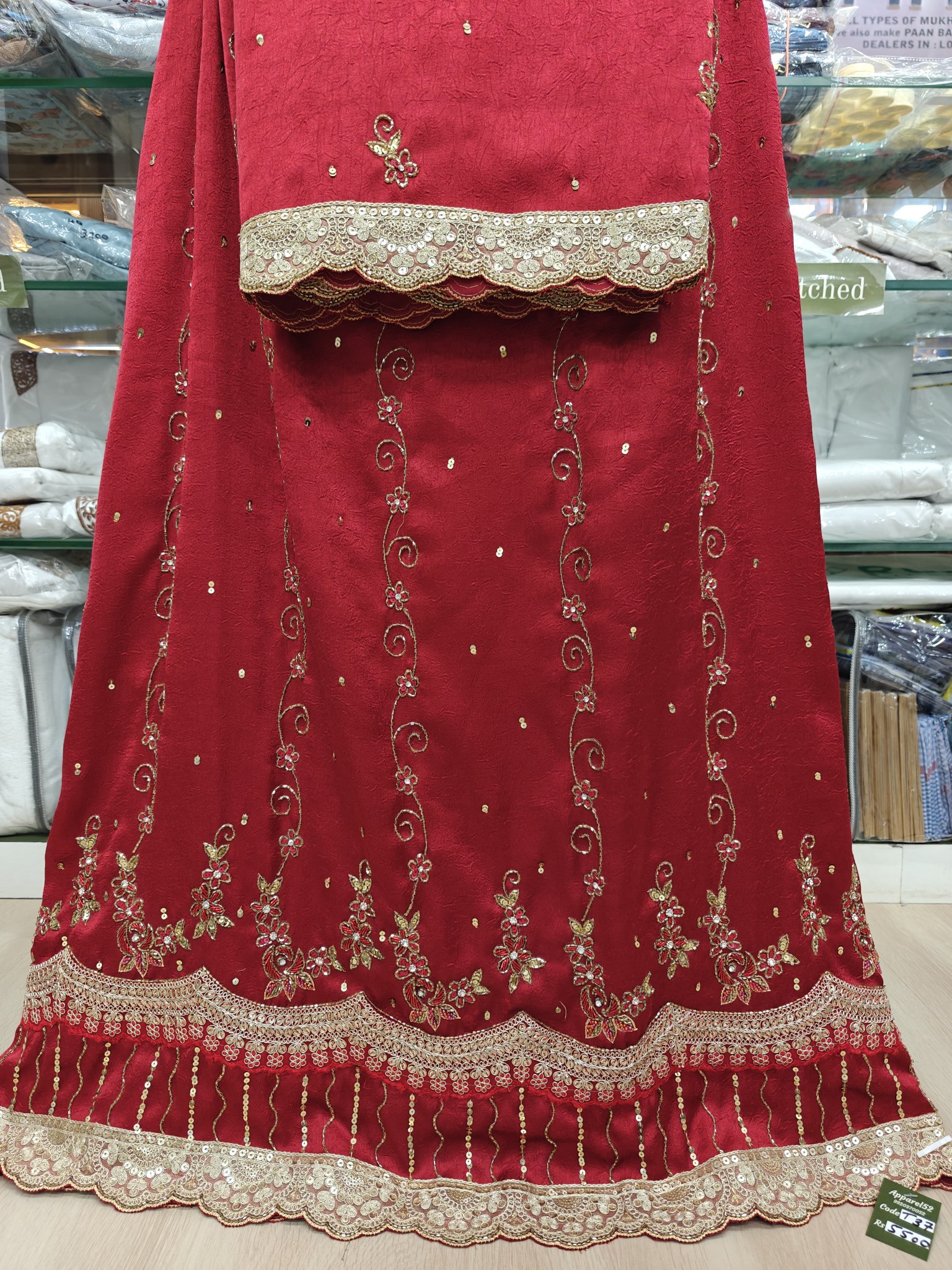  Red Colour full Hand Work Rida